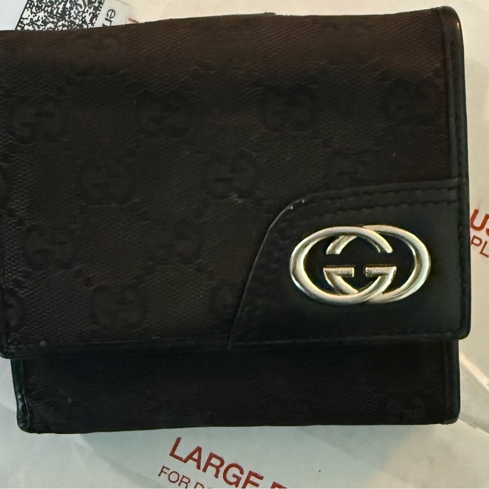 Gucci Black Wallet with Silver Logo